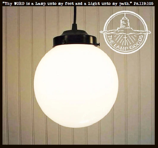 Milk Glass PENDANT Light - 8" Globe