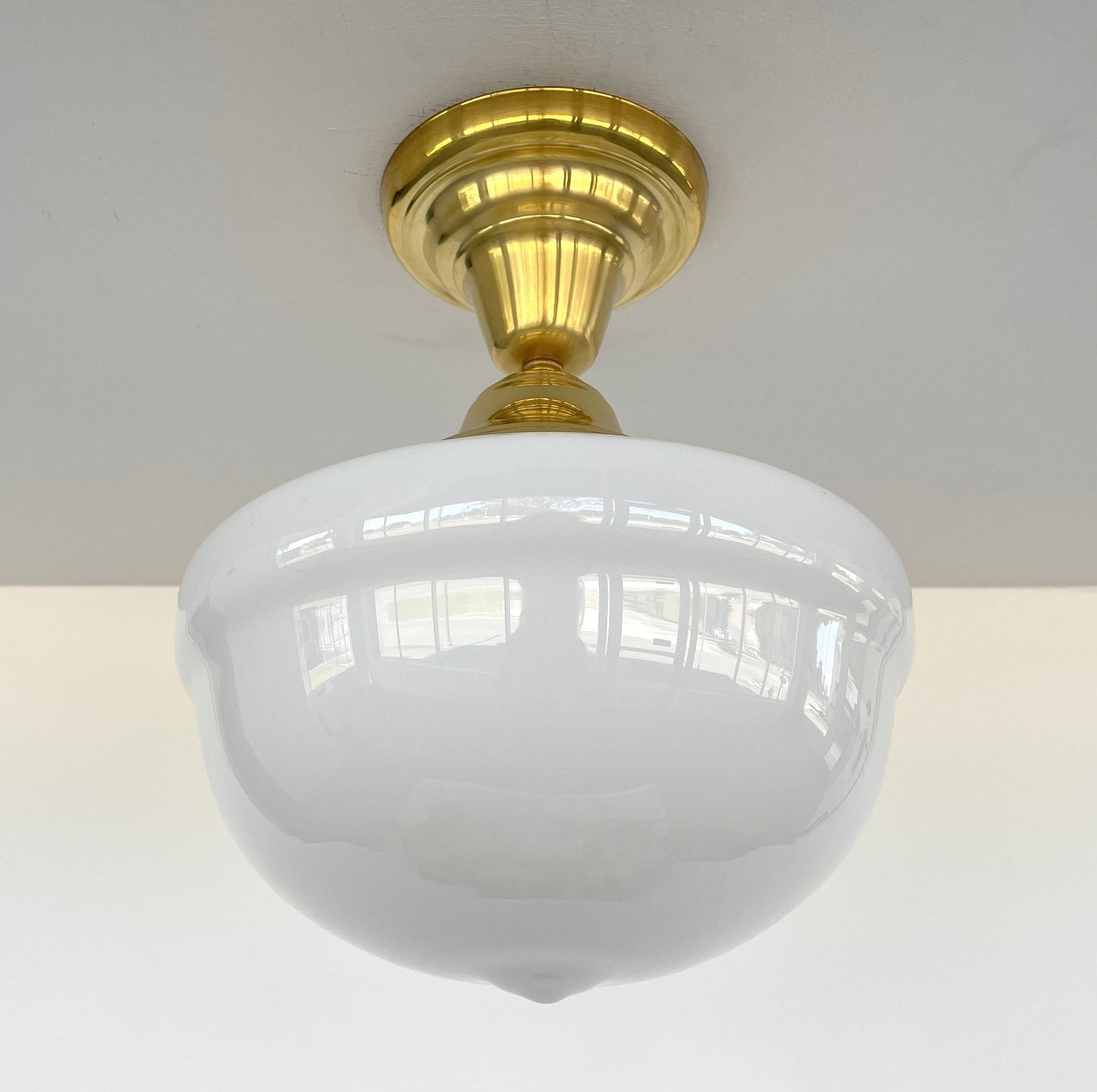 Brass Acorn Schoolhouse Ceiling Light
