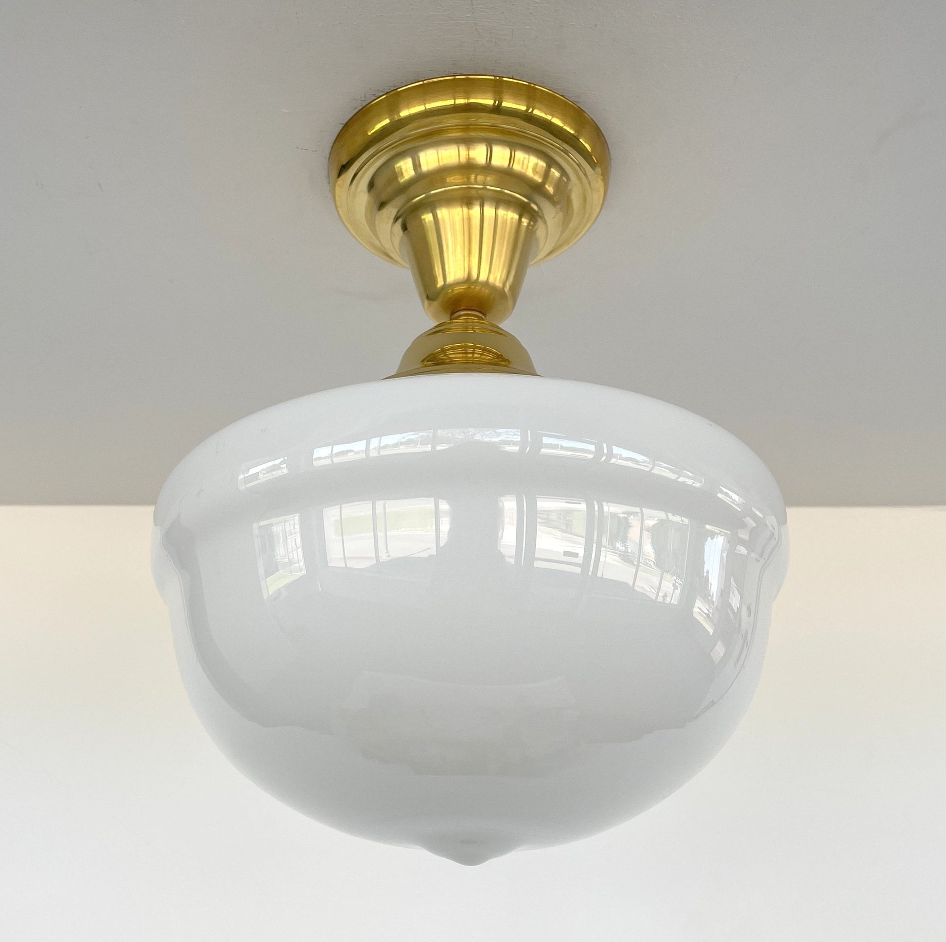 Brass Acorn Schoolhouse Ceiling Light