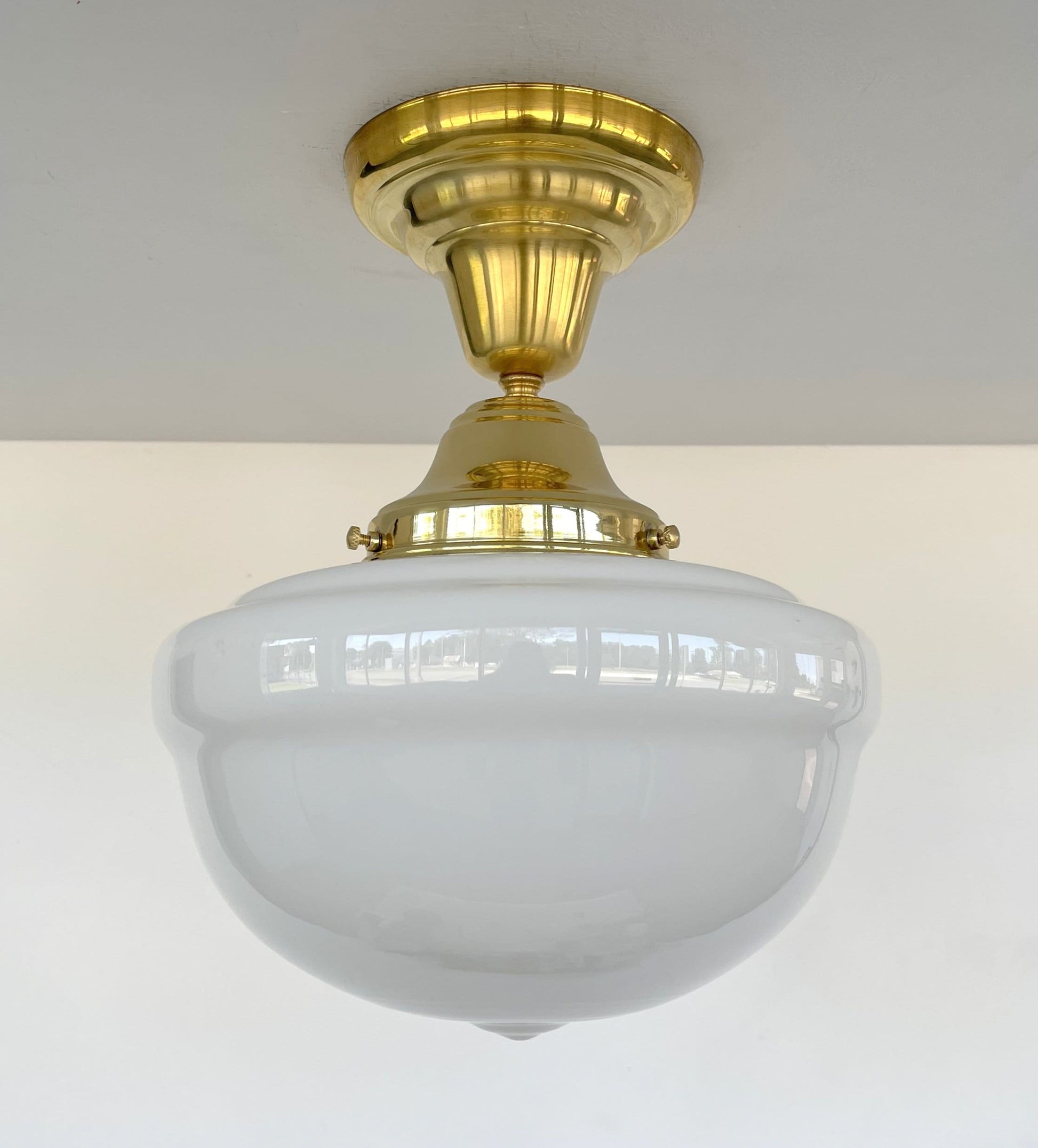 Brass Acorn Schoolhouse Ceiling Light