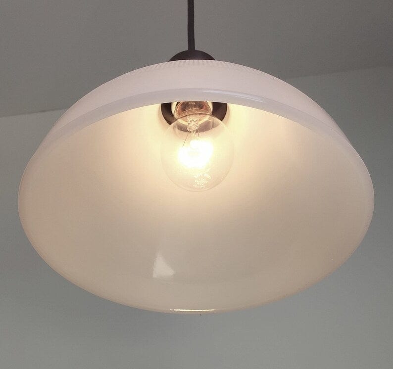 Authentic Antique Milk Glass Waffle PENDANT Light - 6", 8" and 10"