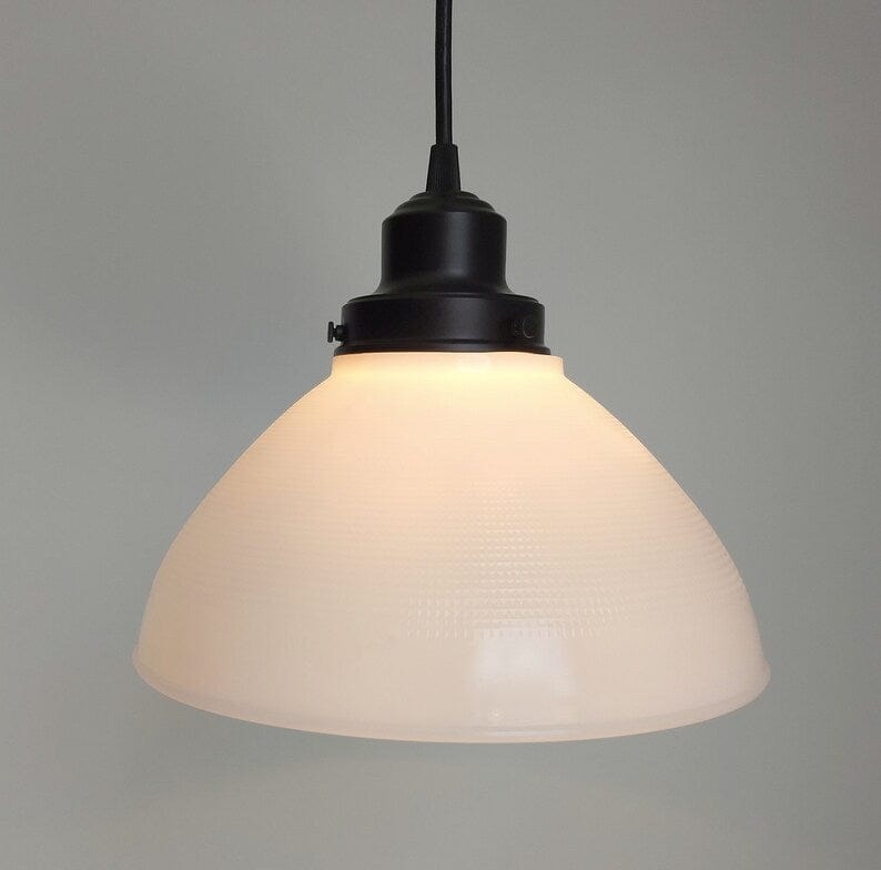 Authentic Antique Milk Glass Waffle PENDANT Light - 6", 8" and 10"
