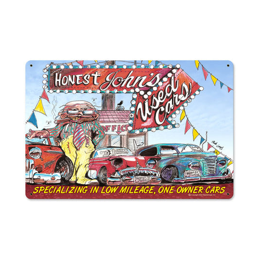 Honest Johns Used Cars, Automotive, Metal Sign, 18 X 12 Inches