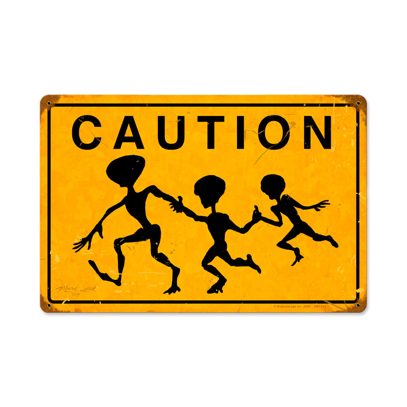Alien Crossing, Humor, Vintage Metal Sign, 18 X 12 Inches
