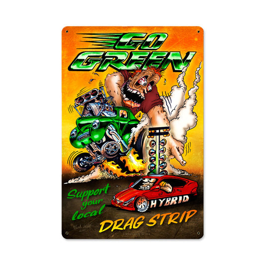 Go Green, Automotive, Metal Sign, 12 X 18 Inches