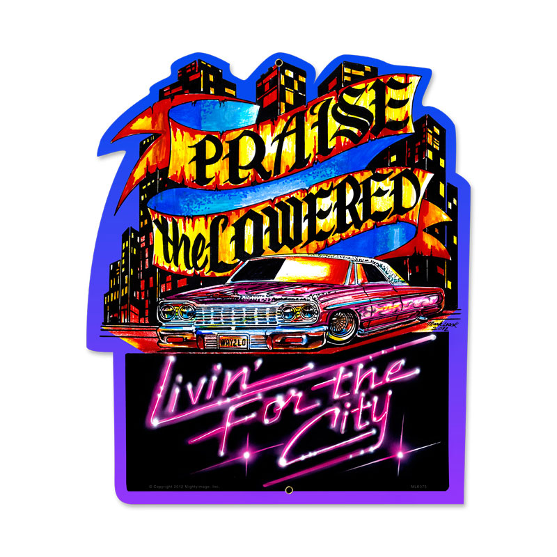 Praise Lowered, Automotive, Custom Metal Shape, 15 X 17 Inches