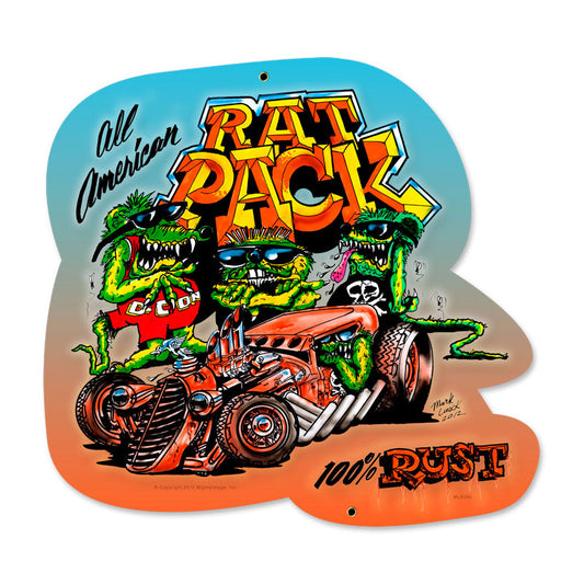 Rat Pack, Automotive, Custom Metal Shape, 16 X 15 Inches