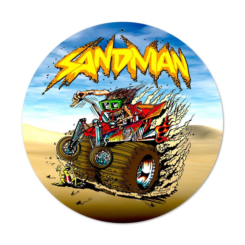 Sand Man, Automotive, Round Metal Sign, 14 X 14 Inches