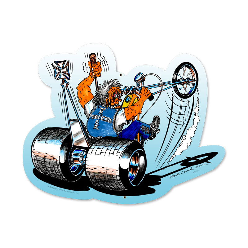Trick Trike, Motorcycle, Custom Metal Shape, 18 X 14 Inches