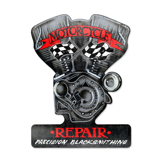 Motorcycle Repair, Motorcycle, Custom Metal Shape, 14 X 18 Inches