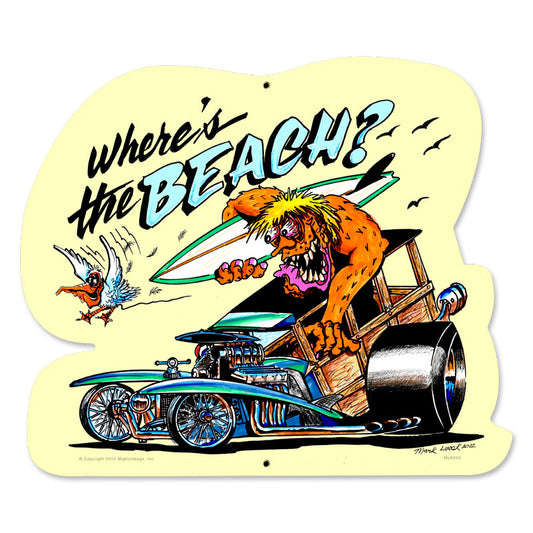 Wheres The Beach, Sports and Recreation, Custom Metal Shape, 18 X 16 Inches