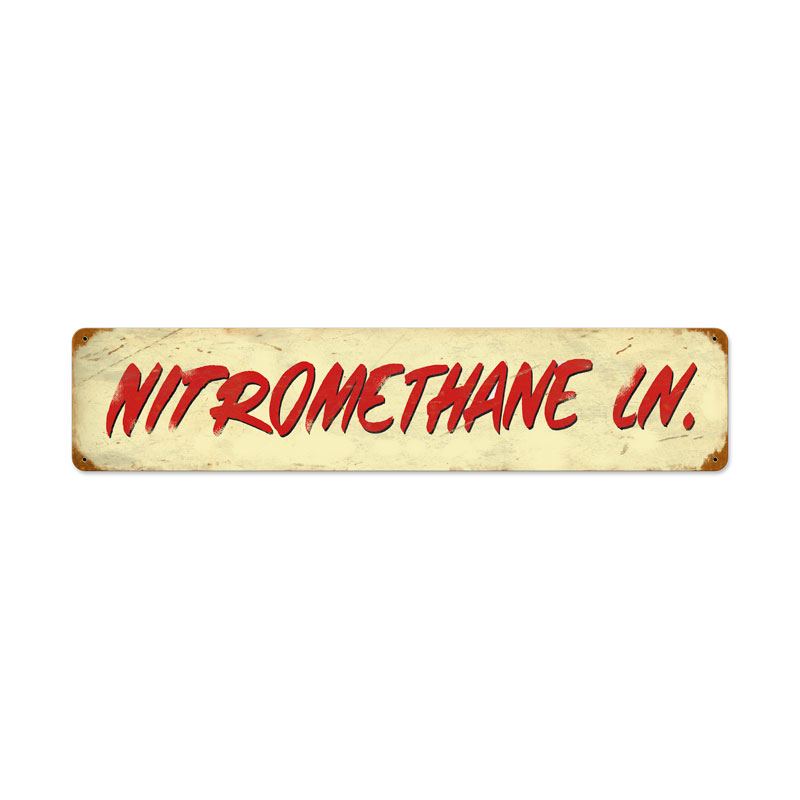 Nitromethane Ln, Automotive, Vintage Metal Sign, 28 X 6 Inches