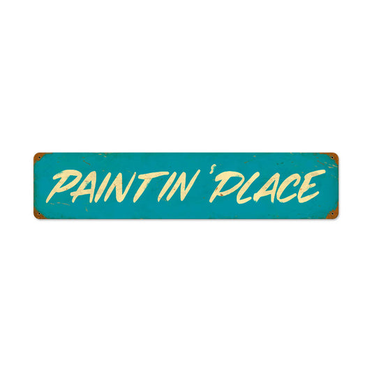 Paintin Place, Automotive, Vintage Metal Sign, 28 X 6 Inches