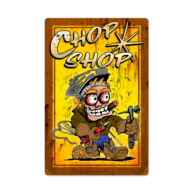 Chop Shop, Automotive, Vintage Metal Sign, 16 X 24 Inches