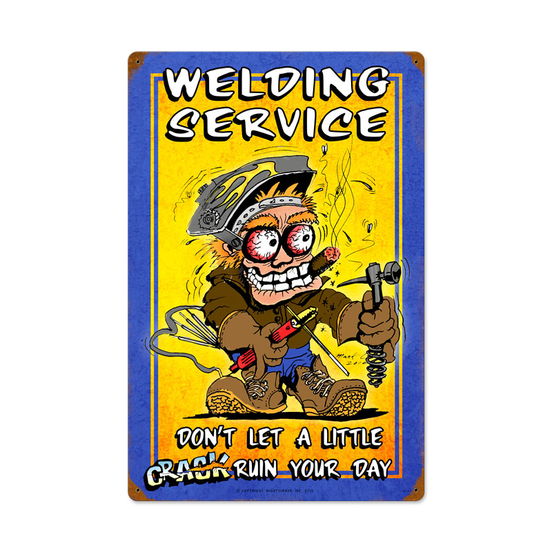 Welding Service, Automotive, Vintage Metal Sign, 16 X 24 Inches