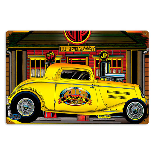 JP Service, Automotive, Vintage Metal Sign, 18 X 12 Inches