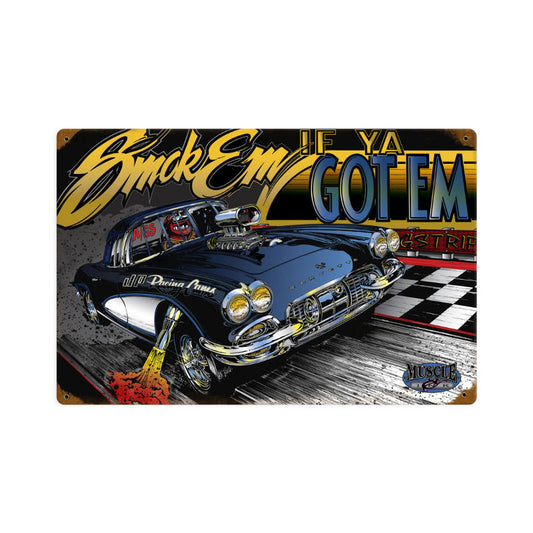 Gasser Corvette, Automotive, Vintage Metal Sign, 18 X 12 Inches