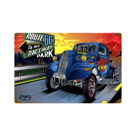 Gasser Evil, Automotive, Vintage Metal Sign, 18 X 12 Inches