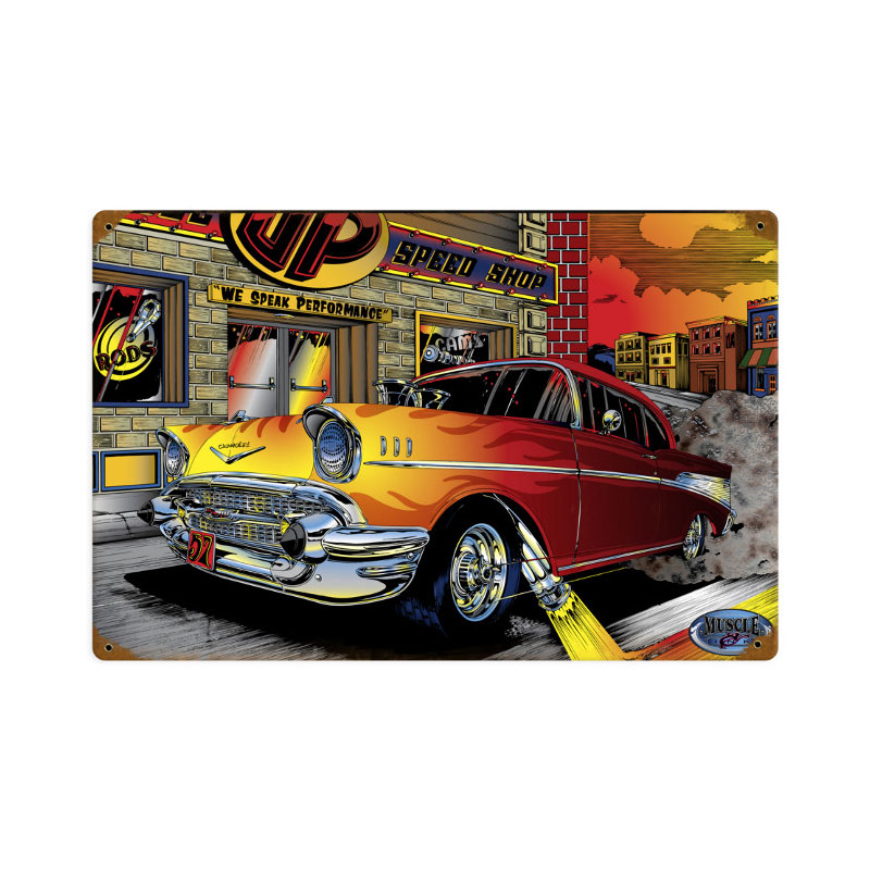 Chevy Speed Shop, Automotive, Vintage Metal Sign, 18 X 12 Inches