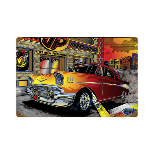 Chevy Speed Shop, Automotive, Vintage Metal Sign, 18 X 12 Inches