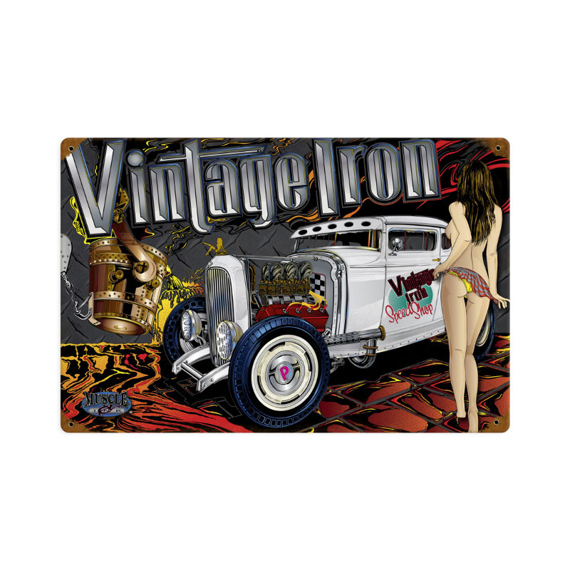 Rat Rod Vintage Iron, Automotive, Vintage Metal Sign, 18 X 12 Inches