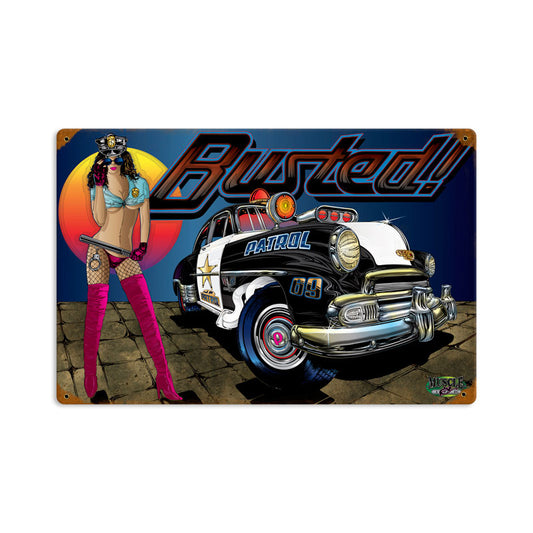 Busted, Automotive, Vintage Metal Sign, 18 X 12 Inches