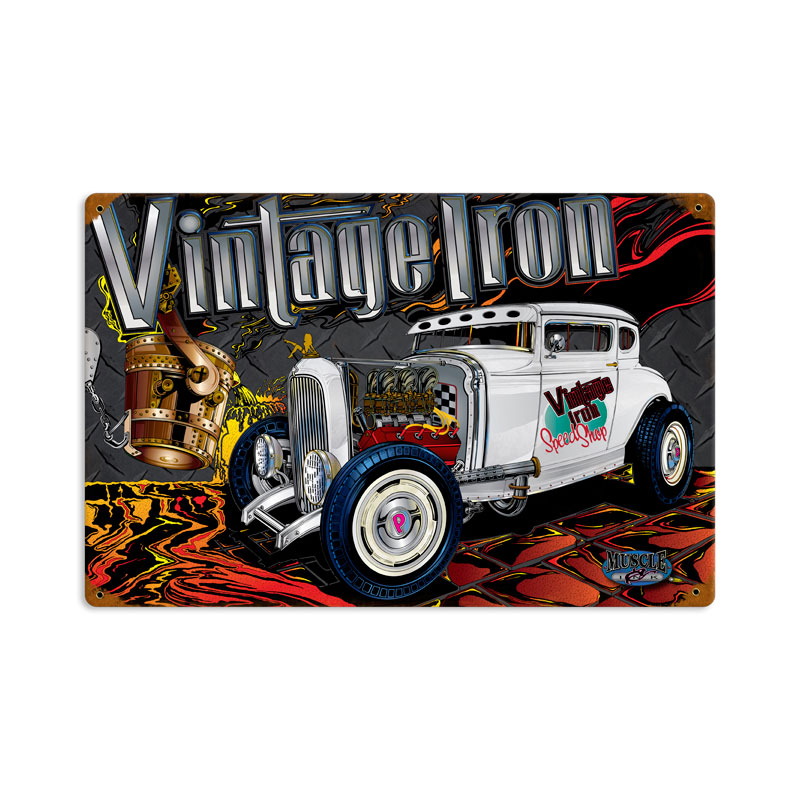Rat Rod Vintage Iron, Automotive, Vintage Metal Sign, 12 X 18 Inches