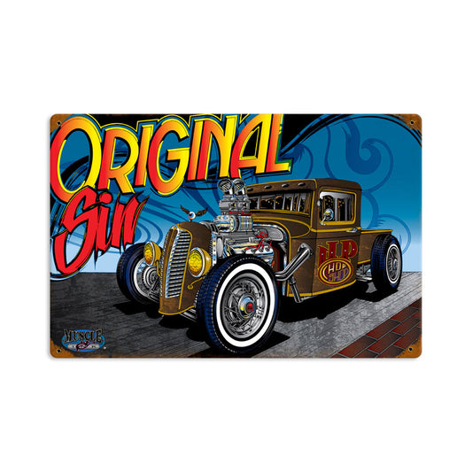 Rat Rod Original Sin, Automotive, Vintage Metal Sign, 12 X 18 Inches
