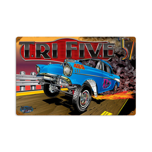 Trifive Chevy, Automotive, Vintage Metal Sign, 12 X 18 Inches