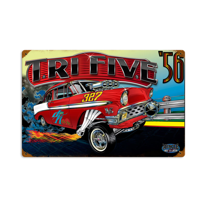 Chevy Trifive, Automotive, Vintage Metal Sign, 12 X 18 Inches