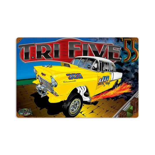 Chevy Trifive, Automotive, Vintage Metal Sign, 12 X 18 Inches