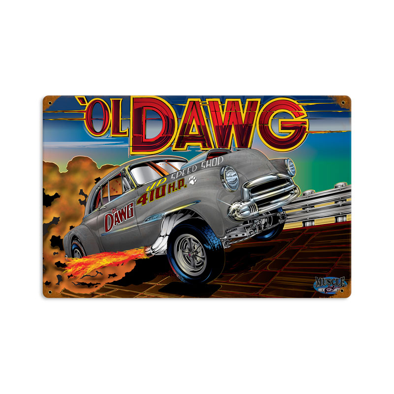 Ol Dawg, Automotive, Vintage Metal Sign, 18 X 12 Inches