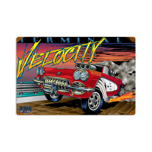 Terminal Velocity, Automotive, Vintage Metal Sign, 18 X 12 Inches