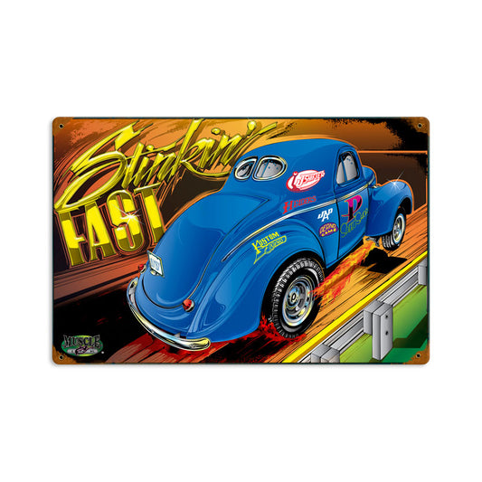Stinkin Fast, Automotive, Vintage Metal Sign, 18 X 12 Inches