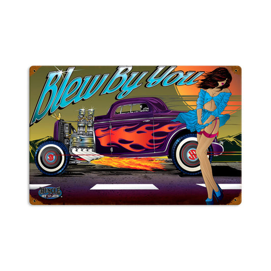 Rat Rod Blew By You, Automotive, Vintage Metal Sign, 18 X 12 Inches