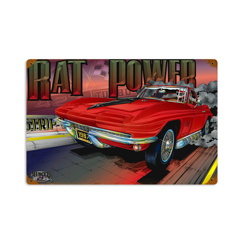 Rat Power, Automotive, Vintage Metal Sign, 18 X 12 Inches