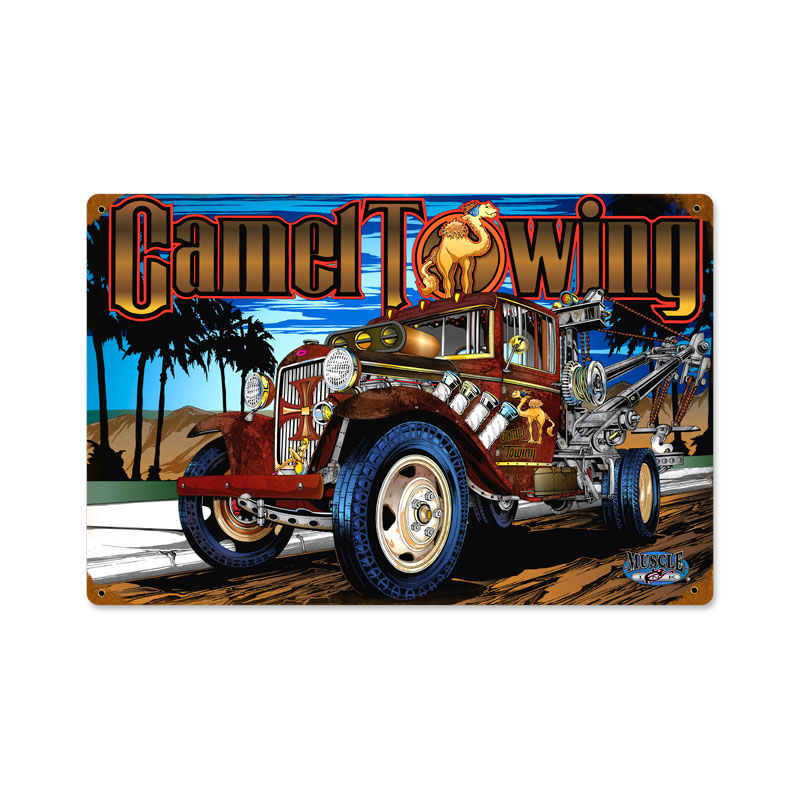Camel Towing, Automotive, Vintage Metal Sign, 18 X 12 Inches