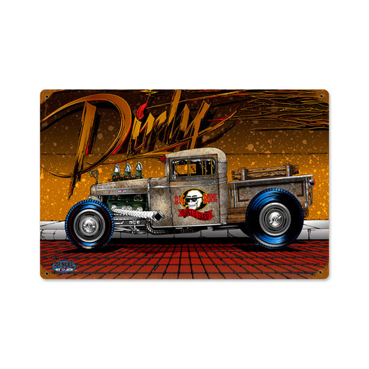 Dirty Rat Rod, Automotive, Vintage Metal Sign, 18 X 12 Inches