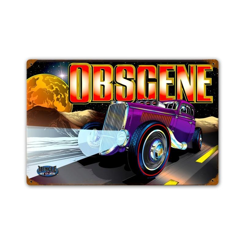 Obscene Vintage, Automotive, Vintage Metal Sign, 12 X 18 Inches