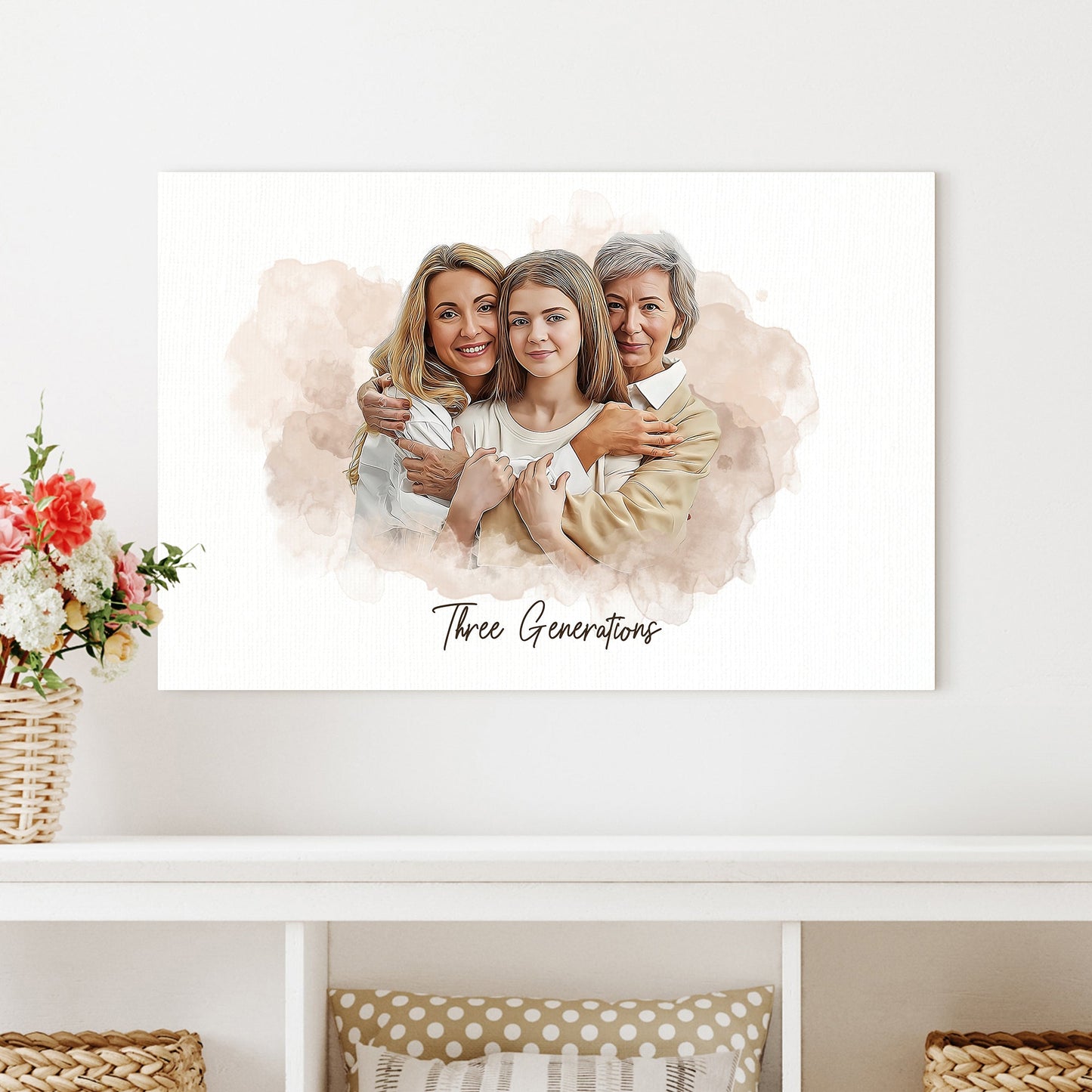 Mother's Day Watercolor Family Portrait Sign