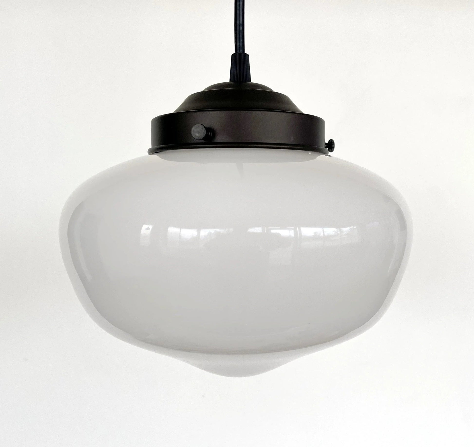 Modern Milk Glass Schoolhouse Pendant Light