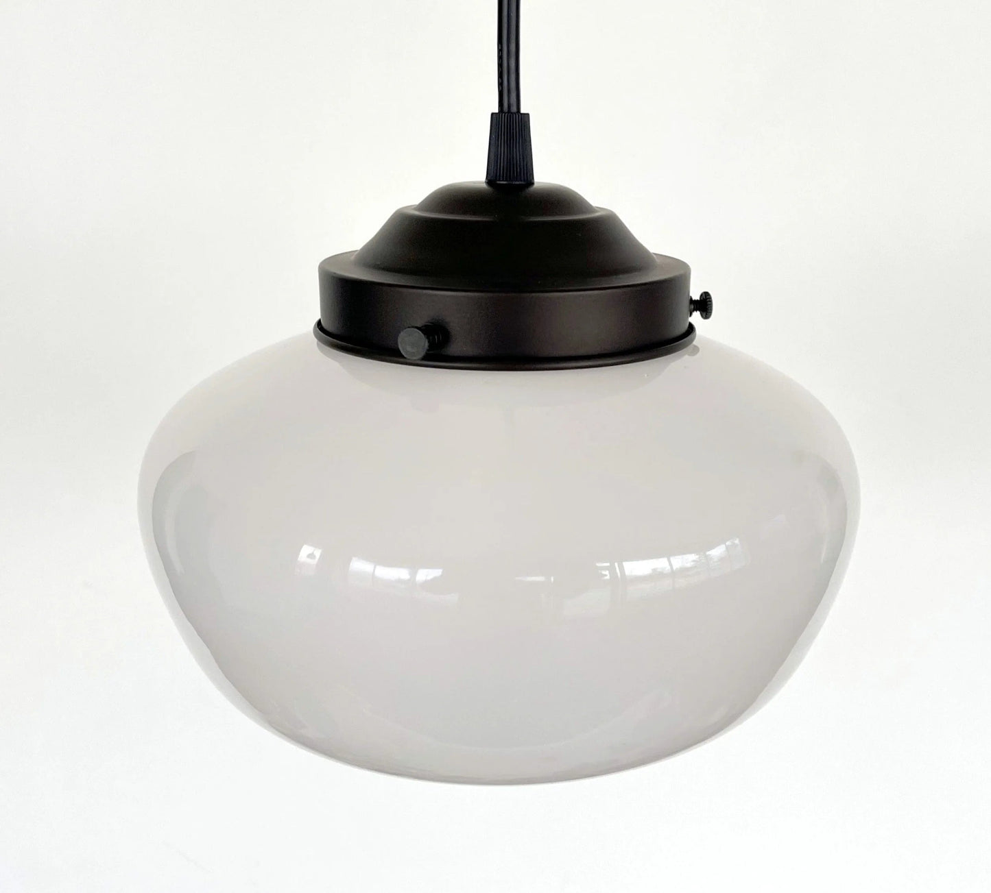 Modern Milk Glass Schoolhouse Pendant Light