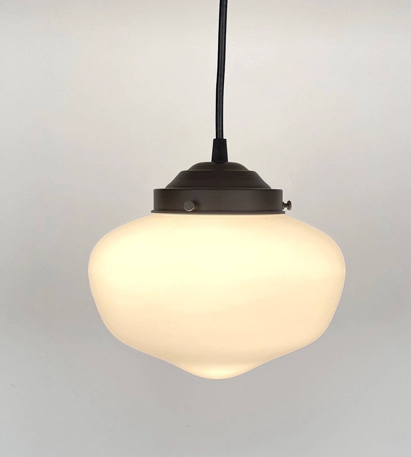 Modern Milk Glass Schoolhouse Pendant Light
