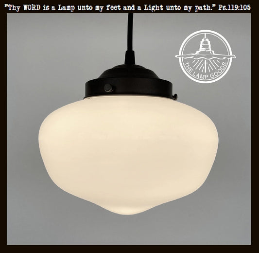 Modern Milk Glass Schoolhouse Pendant Light