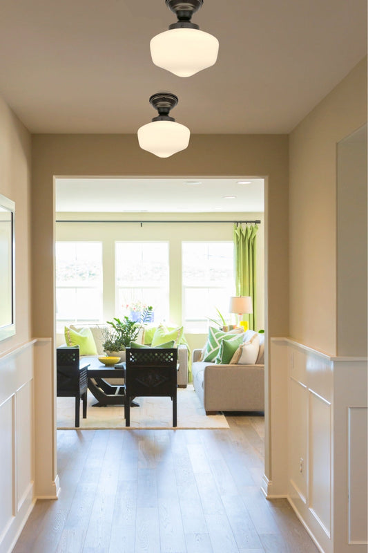 Modern Milk Glass Schoolhouse Ceiling Light Fixture