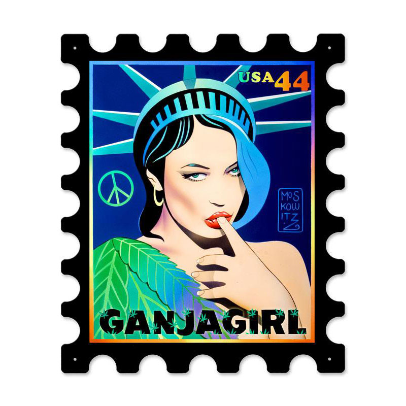 Ganga Girl Postage Stamp, Pinup Girls, Stamp Metal Sign, 16 X 19 Inches