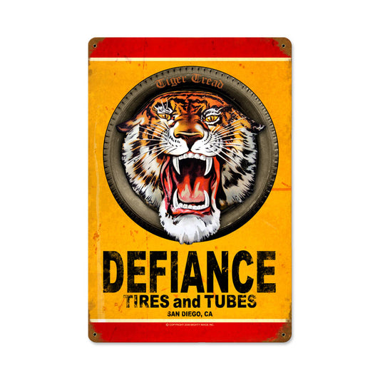 Defiance Tires, Motorcycle, Vintage Metal Sign, 12 X 18 Inches