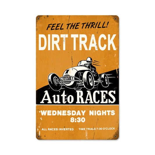 Dirt Track, Automotive, Vintage Metal Sign, 12 X 18 Inches