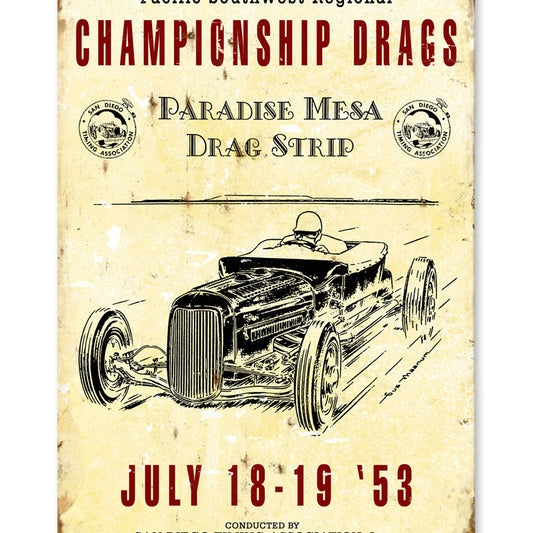 Paradise Drag, Automotive, Vintage Metal Sign, 12 X 18 Inches