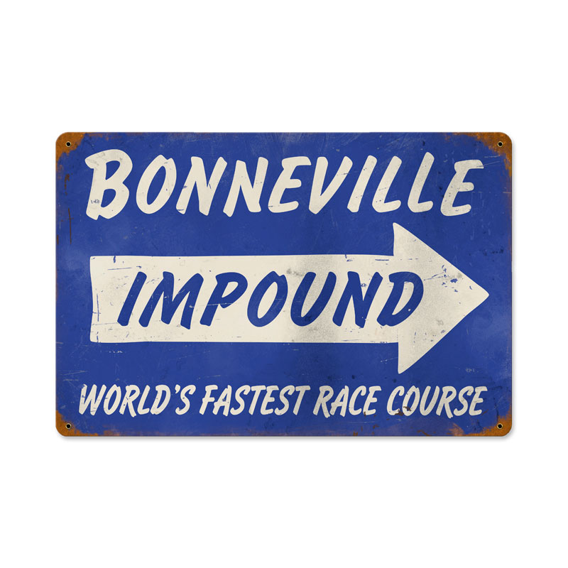 Bonneville Impound, Automotive, Vintage Metal Sign, 18 X 12 Inches